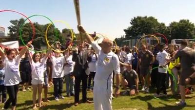 Sir Patrick Stewart and the Olympic torch