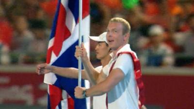 Chris Hoy at Beijing Olympics closing ceremony