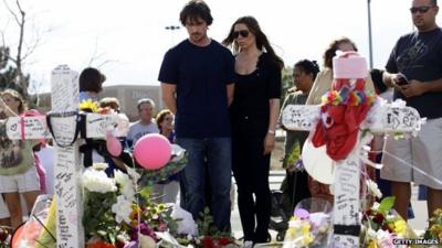 Actor Christian Bale and his wife Sandra Blazic visit the memorial