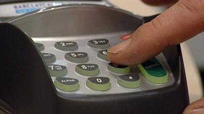 Chip and Pin machine in a shop