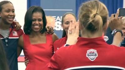 Michelle Obama with American athletes