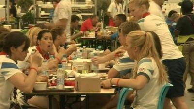 Olympic athletes eating