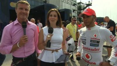 David Coulthard, Lee McKenzie and Lewis Hamilton