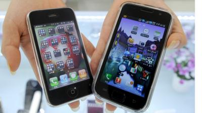 Smartphones made by Apple and Samsung