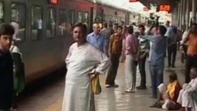 Trains were stranded after the outage in northern India