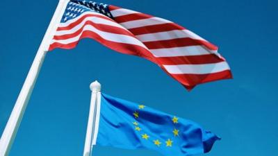 US and Europe flags