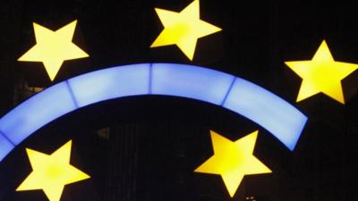 Euro currency sign is seen in front of the ECB headquarters in Frankfurt