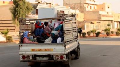 Refugees leaving Aleppo