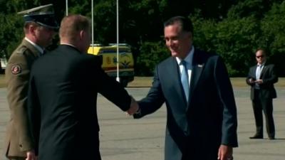 Mitt Romney outside the Tomb of the Unknown Soldier in Warsaw