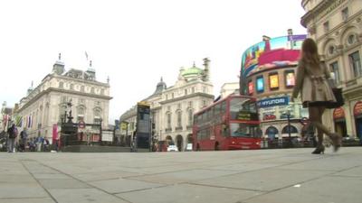 Piccadilly Circus at midday on Tuesday