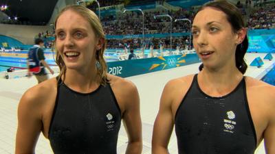 Great Britain's swimmers Fran Halsall and Amy Smith