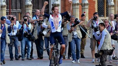 Great Britain's gold winner Bradley Wiggins