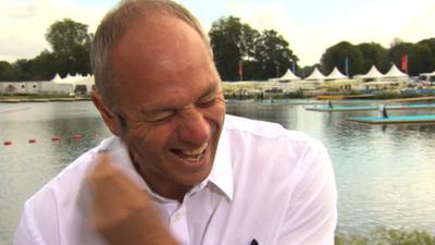 Sir Steve Redgrave sports a pair of stick on Wiggins sideburns