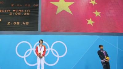 An athlete from China on the podium