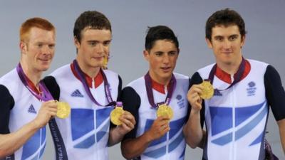 Ed Clancy, Geraint Thomas, Steven Burke and Peter Kennaugh