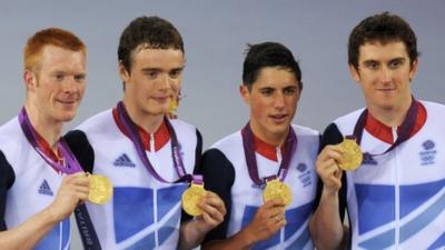 Ed Clancy, Geraint Thomas, Steven Burke and Peter Kennaugh