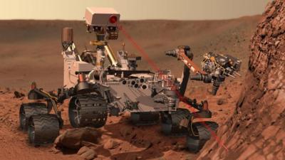 Computer image of the Mars rover Curiosity