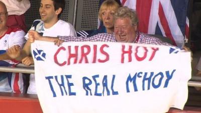 Sir Chris Hoy's parents celebrate his sixth gold