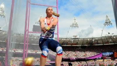 Sophie Hitchon competes in hammer competition