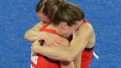 Sarah Thomas is consoled by captain Kate Walsh