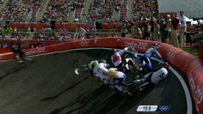 BMX racers crash