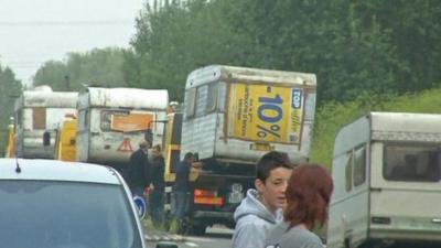 Caravans towed away in France