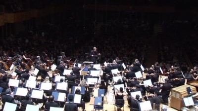 The Sao Paulo Symphony Orchestra being led by Marin Alsop