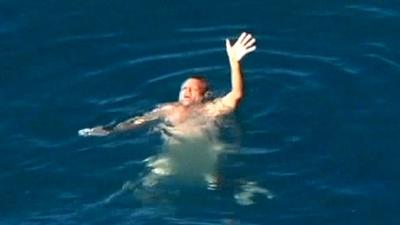 A man about to be rescued off the coast of Western Australia