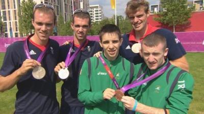 Medal winners Peter Chambers, Richard Chambers, Michael Conlan, Alan Campbell and Paddy Barnes