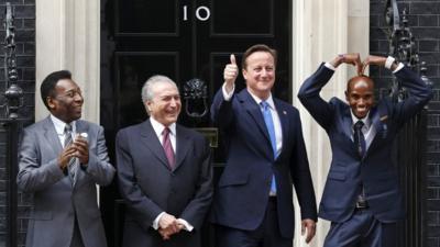 Pele, Michel Temer, David Cameron and Mo Farah