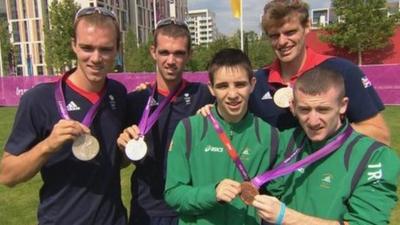 Medal winners Peter Chambers, Richard Chambers, Michael Conlan, Alan Campbell and Paddy Barnes