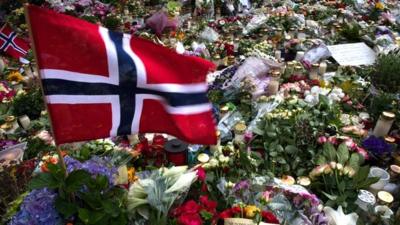 File photo of tributes left for Breivik's victims