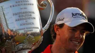 Rory McIlroy with the USPGA trophy