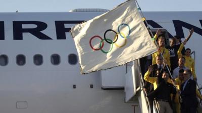 Olympic flag arrives in Rio de Janeiro