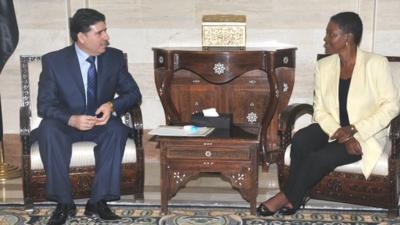 Baroness Amos meets Syria's new PM Wael al-Halqi in Damascus on 14/08/12