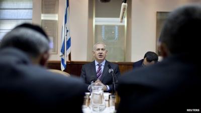 Prime Minister Netanyahu at cabinet meeting