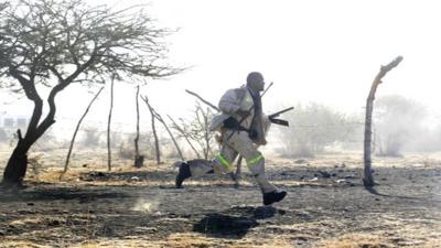 S African miner flees police