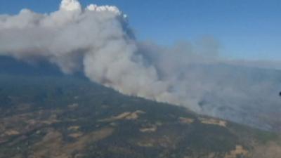 aerial view of smoke from the wildfires