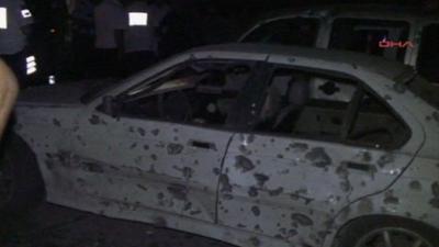 Car pockmarked after explosion in Gaziantep