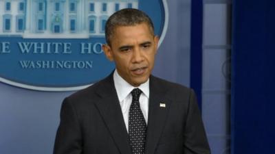 President Barack Obama speaks at a White House press briefing