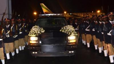 Body of the Ethiopian Prime Minister, Meles Zenawi, arrives in Addis Ababa