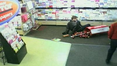 James Allan falling over in the newsagents