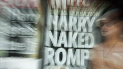 The front-page headlines and stories regarding nude pictures of Britain"s Prince Harry