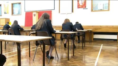 Students sitting exams