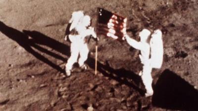 Neil Armstrong and Edwin Aldrin on moon