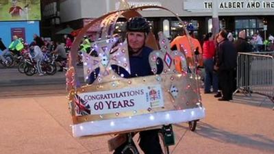 A cyclist at Blackpool Illuminations