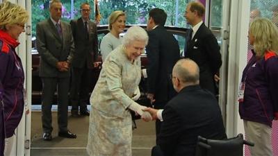 The Queen arrives at the Olympic Park