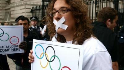 London Metropolitan University students protest outside Downing Street