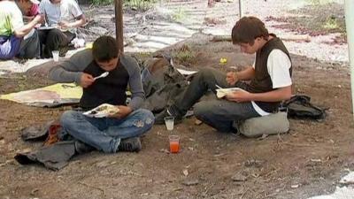 Migrants in the Mexico shelter