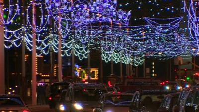 Illuminations over the Promenade in Blackpool